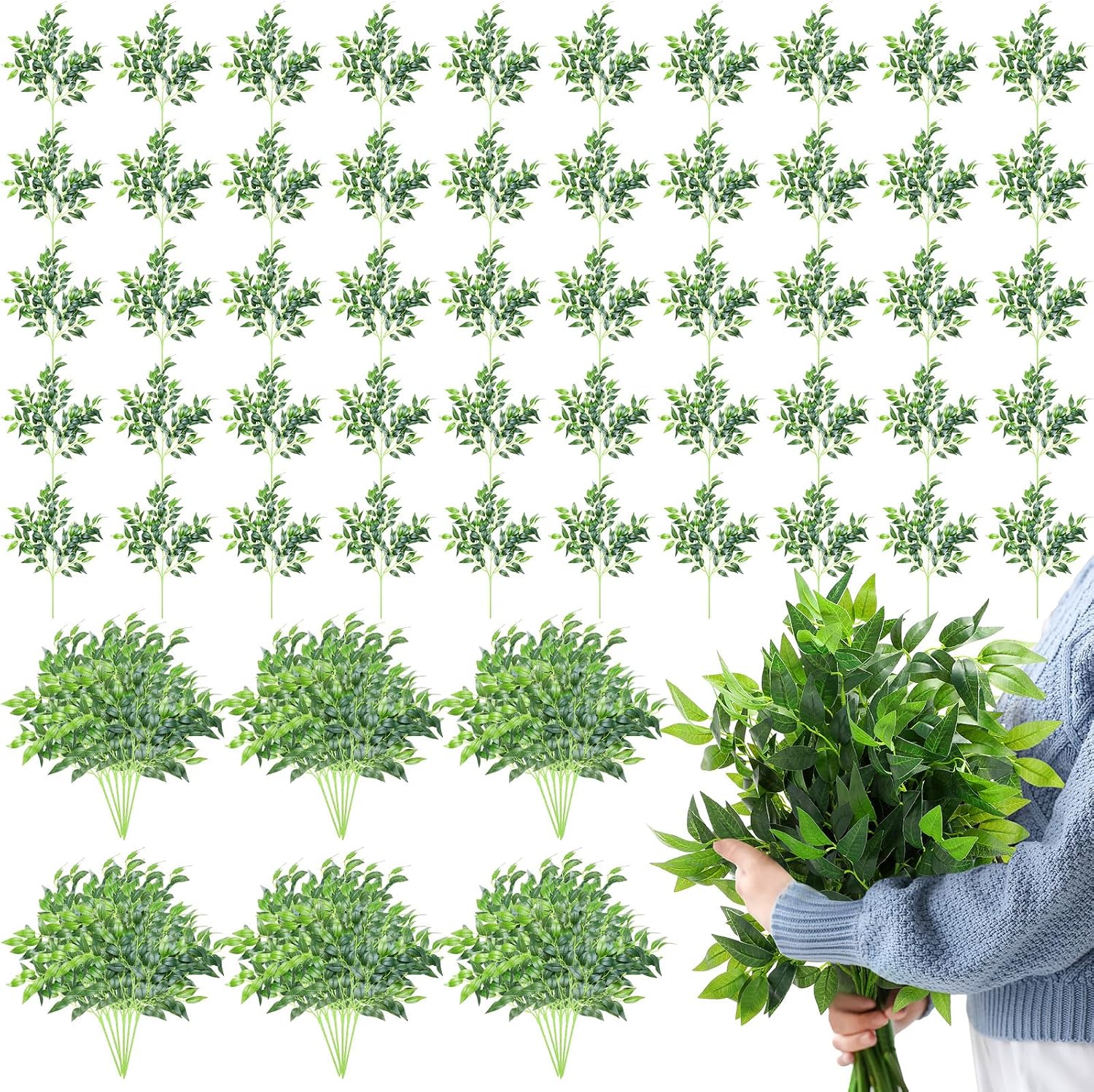 100 Pcs Artificial Italian Rus - Ruscus Stem Faux ulasan dan harga