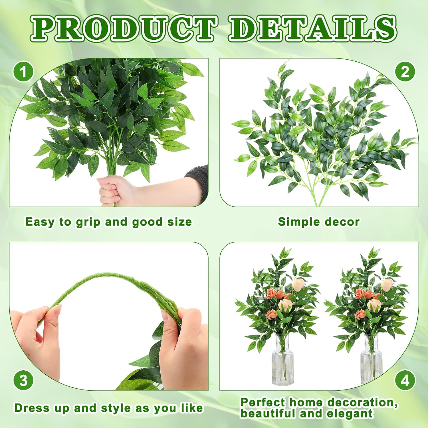100 Pcs Artificial Italian Rus - Ruscus Stem Faux ulasan dan harga
